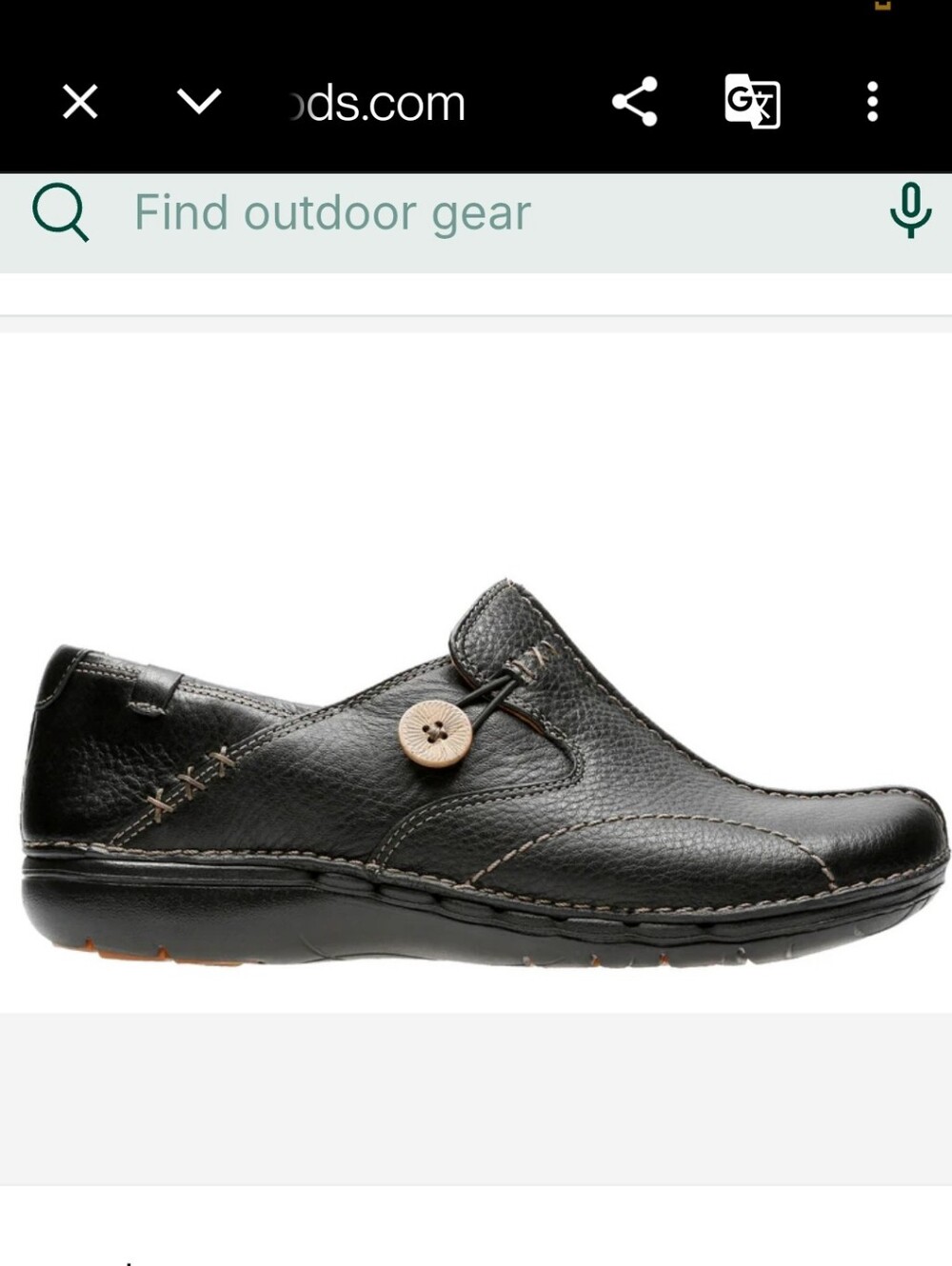Clarks Black Leather Slip-On Mule 8.5 Wide with Tan Button Accent